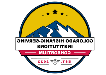 Colorado Hispanic-Serving Institutions Consortium Logo (circle with a banner across the center with the name, Mountains and 5 stars on in the upper section of the circle.